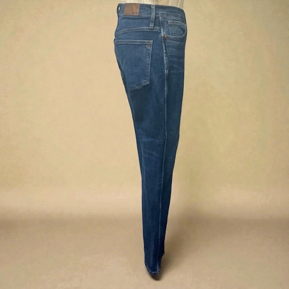 **LIKE NEW**Madewell Indigo Denim Jeans with Brown Leather Patch - Picture 2 of 11